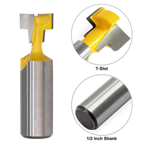Saiper 1/2 Inch Shank Keyhole Router Bit Set, T-Slot Woodworking Grooving Router Bits (3/8 & 1/2 Inch Blade Diameter)