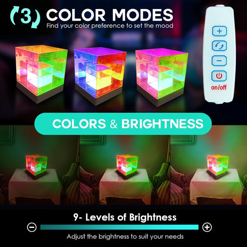 3D Lumoonosity Infinity Cube Light - Infinity Lamp for Bedroom, Gamer Room - USB Powered, Color Changing Eye-Catching