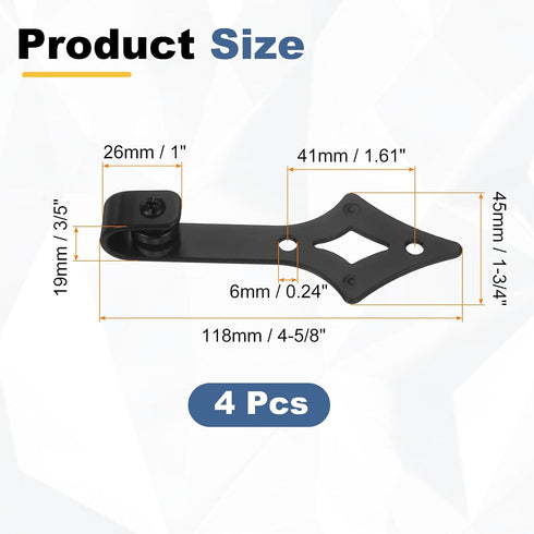 4Pcs (118x45mm, uxcell Sliding Barn Door Hardware Hanger, Mini Sliding Door Hardware for TV Stands Wardrobe Small