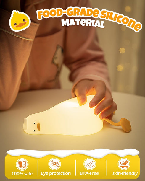3 Dimmable, Cute Duck Night Light, Animal Lamp, Food Grade Silicone, Rechargeable, Level Squishy Nursery Nightlight