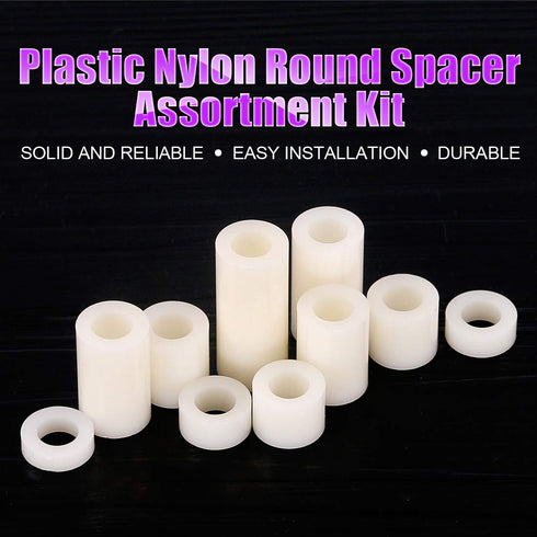 Swpeet 150Pcs Nylon Round Spacer Standoff Screw Nut Assortment Kit, Nylon PA66 Plastic Standoff for M6 Screws