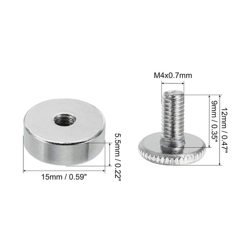 PATIKIL M4x12 Standoff Screws with Spacers, 20 Pack Wall Mounting Hardware Thumb Screw Fasteners for Acrylic Glass Signs Mirrors, Silver Tone 12mm