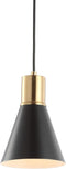 JONATHAN Y 6" Black/Brass Gold 1-Light Apollo Mid-Century Modern Iron LED Pendant,