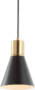 JONATHAN Y 6" Black/Brass Gold 1-Light Apollo Mid-Century Modern Iron LED Pendant,