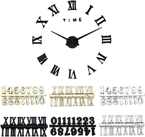 1 Set Black Clock Numerals Kit, Digital Clock Parts with Roman and Arabic Numbers for Home Improvement