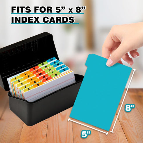 chell 5x8 Pack 50 Plastic Index Card Dividers, Heavyweight Poly Index Card Guides A-Z for Flash Cards and Recipe Cards