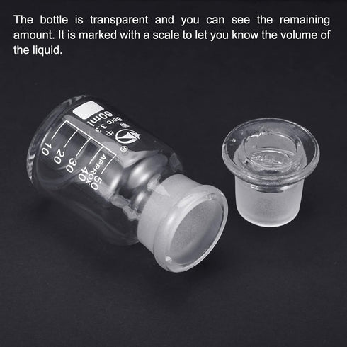 PATIKIL 60mL Reagent Media Bottle, 1Pcs Round Graduated Storage Bottle with Clear Cap for Home, Chemistry Lab
