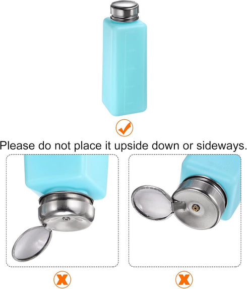 HARFINGTON Solvent Alcohol Dispenser, 500ml Push Down Liquid Dispenser Pump with Sealing Stainless Steel Lid, Blue