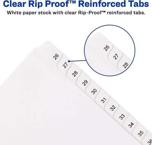 Avery 26-50 Legal Exhibit Dividers, 25-Tab Set, Allstate Style for 3 Ring Binders