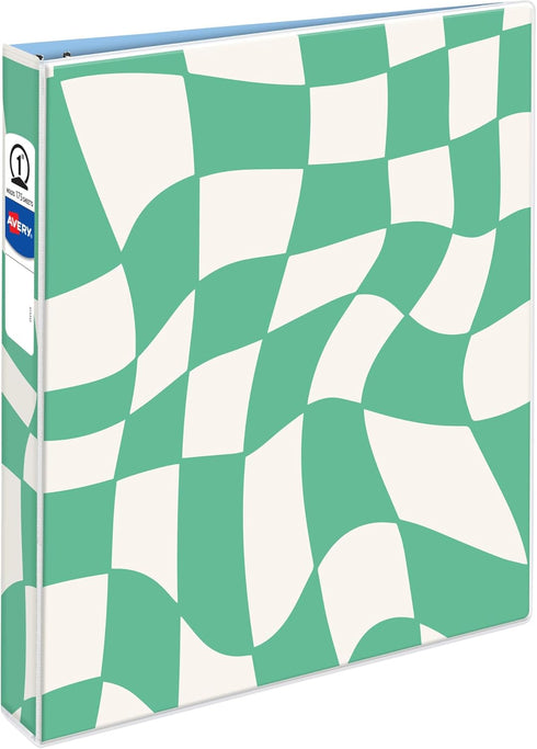 Avery 3 Ring Binder, 1 Inch Round Rings, Retro Collection, Groovy Checks (26803)