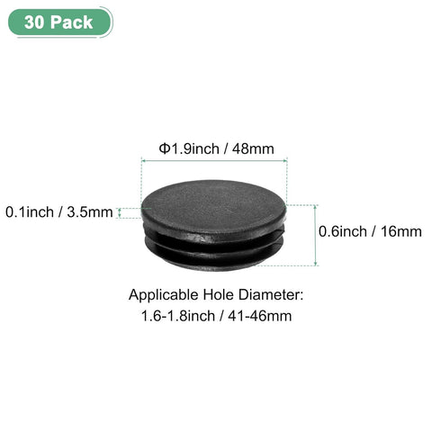 30 Pack 1.9" M METERXITY Round Plastic Plug, OD Furniture Tube Inserts Pipe Hole End Caps for Tubing Post/Glide Insert