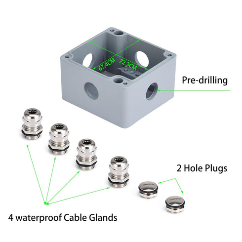 80x76x60mm Aluminum Alloy Metal Waterproof Junction Box, Universal Industrial Structure IP66 Outdoor Explosionproof