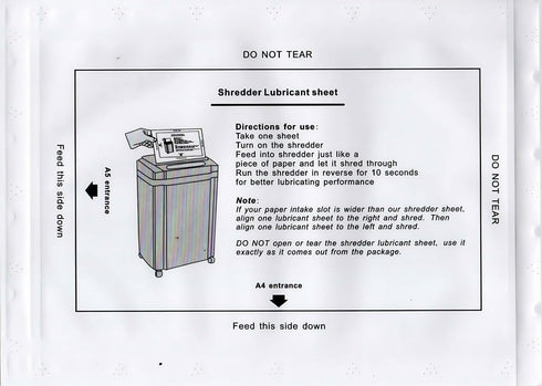 ZUMVIVIN (Pack 6) Paper Shredder Lubricant Sheets | Paper Shredder Oil | Convenient NO Dirty Hands for Home Office