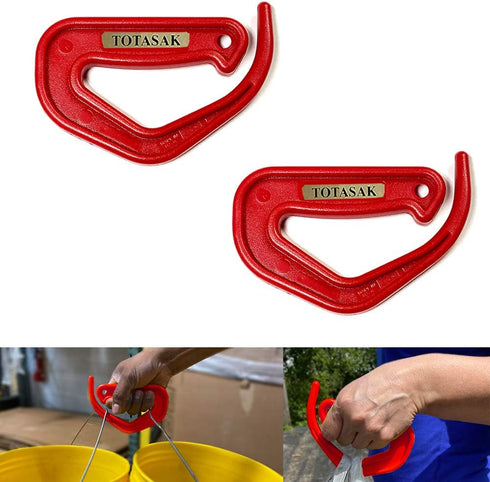 Grocery Bag Carrier (2-Pack Red), Durable Lightweight Multi-Purpose Shopping Bag Holder Handle