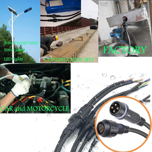 Waterproof Connectors 4 Wire, 14AWG Male Female Plug LED Connector with 4Pin Waterproof Connectors, IP68 Extension Cable