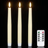 GenSwin Set of 3 Flameless Taper Candles, Real Wax LED Flickering Candlesticks with Remote Timer for Wedding, Party,