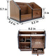 N Desk Organizer Wood with Small Drawer for Office and Home, Remote Control Holder, Pencil Holder