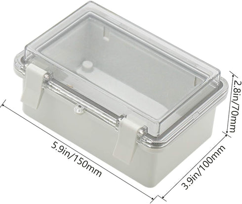 Zulkit Junction Box ABS Plastic Dustproof Waterproof IP65 Electrical Boxes Hinged Shell Outdoor Universal Project Enclosure Clear Cover with 2 Cable Glands 5.9 x 3.9 x 2.8 inch (150x100x70 mm) by Zulkit