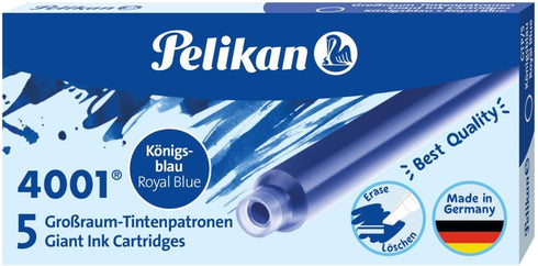 Pelikan 4001 GTP/5 Ink Cartridges, Royal Blue, 1.4ml, 5 Pack (310748)
