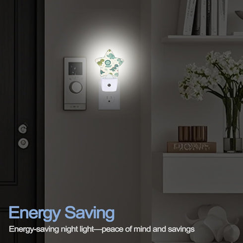 Cute Dinosaur Nightlight,Cartoon Baby Dino Star Night Lights Plug into Wall Decorations for Bedroom Bathroom,Dusk