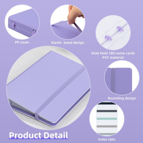 deli Portable Business Card Book Holder, Organizer for 180 Cards, Purple Name Card Holder