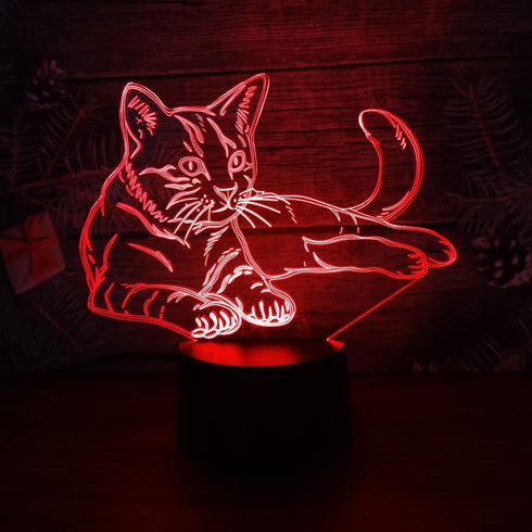 Comiwe 3D Toys,16 Cat (A) Illusion Night Light Colors Change Smart Touch & Remote Control,Home Decor LED Bedside Table