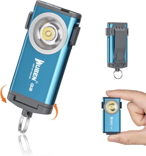 WUBEN G2 LED Mini Flashlights, 500 Lumens Small Keychain Torch, 5 Modes Rechargeable Pocket Flashlight for Outdoor Use