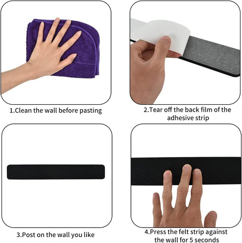 Vuzvuv 8Pcs Black Cork Board Bar Strips with 50 Pushpins & Sticky Notes, Self-Adhesive Bulletin Board Strips