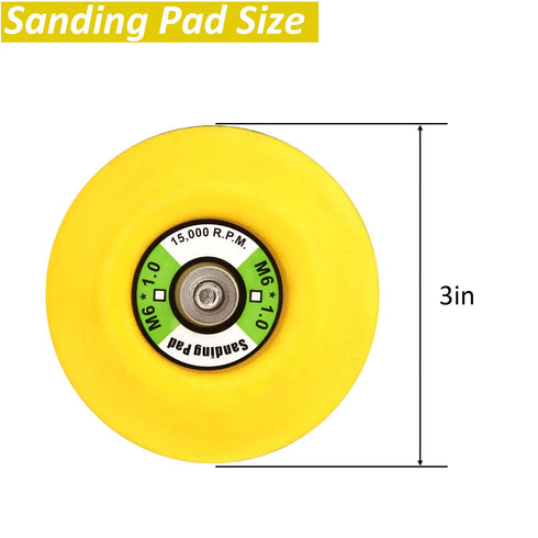 3-Inch 3" M6*1.0 Thread(6mm) Dual-Action Hook & Loop Fastener Flexible Backing Plate, Sanding Back Pad for Orbital