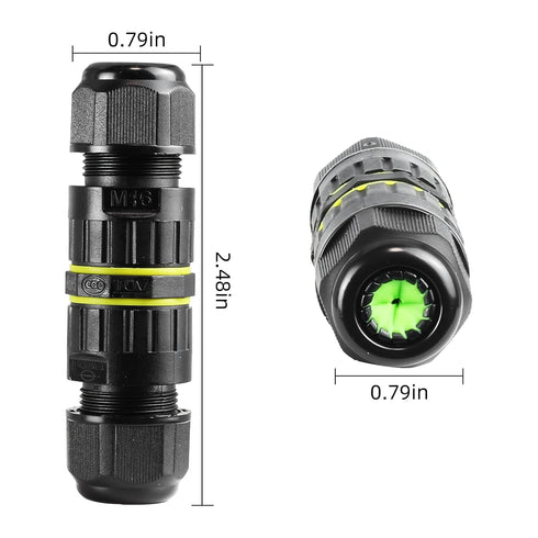 5-Pack IP68 Waterproof 2 Way 3-Core Junction Box Electrical Cable Connector, M16 Wire Range (3.5-10mm) for Outdoor