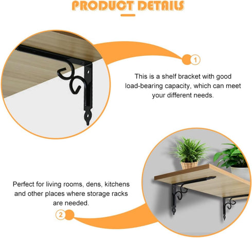 2pcs Luxshiny Heavy Duty Iron Angle Wall Brackets Shelf Support for DIY Storage and Workbench Low Profile Load-Bearing