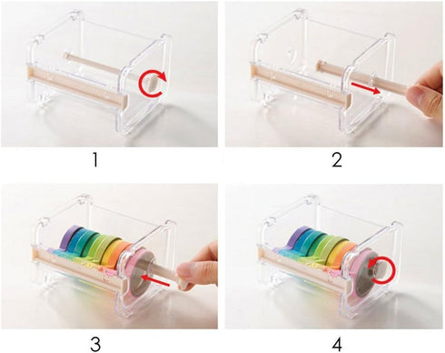 Washi Tape Dispenser Cutter, 2 Packs Roll Tape Holder Organizer, Masking Tape Desktop DIY Sticker Storage