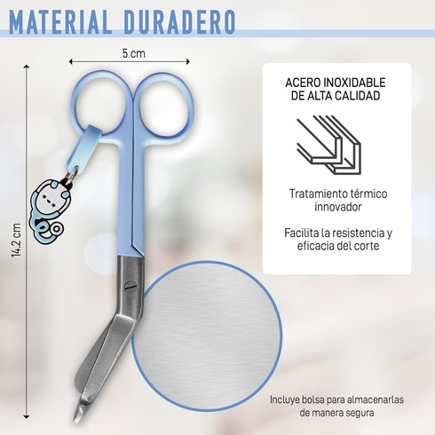JJ LMS Nursing Scissors - Medical scissors- Blunt Tip Scissors - Stainless Steel - Design - Distinctive Keyring (Blue)