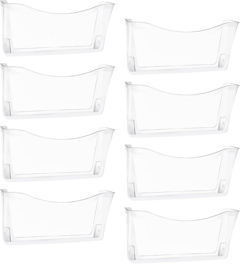 EASEPRES 8 Pack Clear Single Pocket Hanging File Organizer, Plastic Wall Mount Paper Holder for Office, School, Home