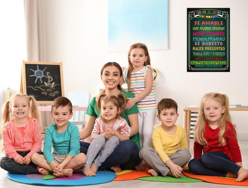 FaCraft Spanish Poster Chart for Classroom Decorations, Motivational Rules for Kindergarten to High School