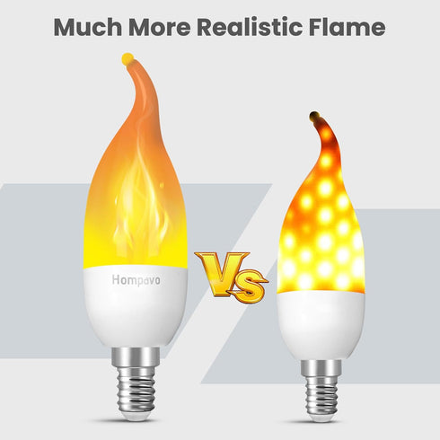Hompavo Upgraded LED Flame Light Bulbs, 3 Modes Flickering E12 Candle Fire Light Bulb, 6 Pack