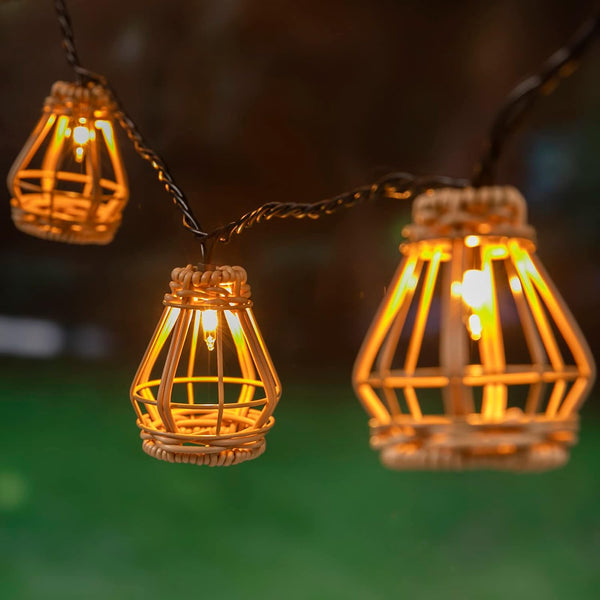 TWINKVILLA Decorative String Lights, UL Listed Rattan Lantern Style Patio Lights with 10