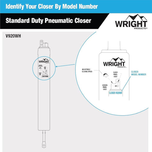 Wright Products Standard Duty Pneumatic Screen & Storm Door Closer, White