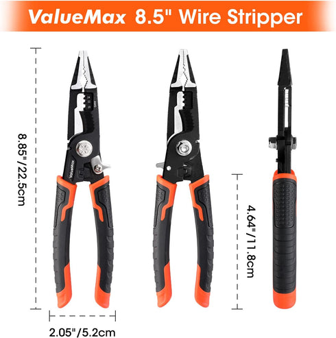 ValueMax 6-in-1 Wire Stripper: 8.5" Multifunctional Professional Crimping Tool for Electric Cable