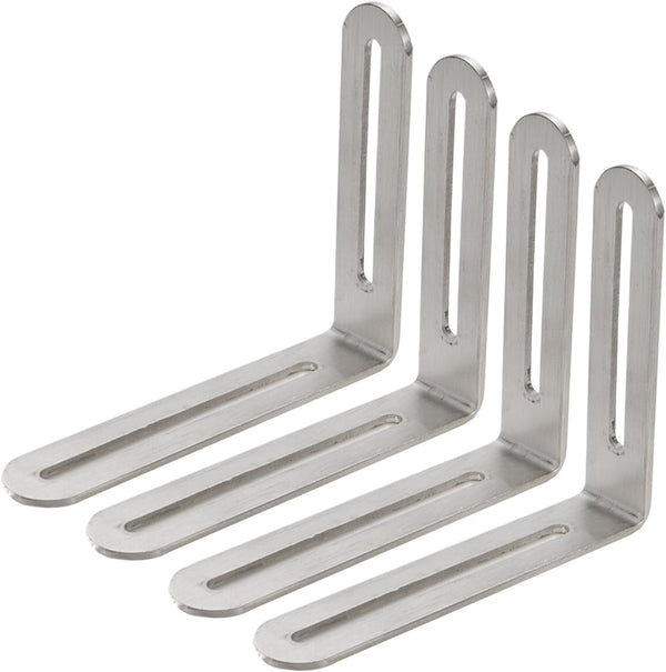 Xiaoyztan 4 Pcs Slotted L Corner Brace Stainless Steel Reinforced Brackets Adjustable