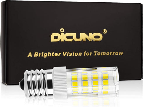 DiCUNO E17 LED Bulb, 2-Pack, 4W 400lm, Daylight White 6000K, Non-Dimmable, 40W Equivalent Replacement for Microwave &