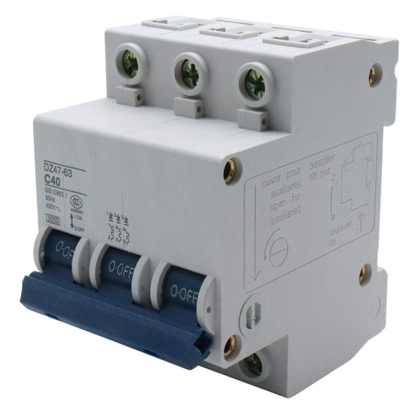 40 Amp Three-Pole Circuit Breaker Switch, Din Rail Mounted for Household Appliance Circuit Security Protection