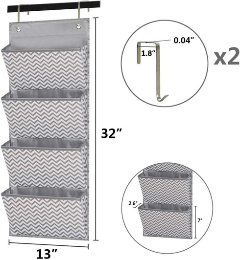 Eamay Wall Mount/Over Door File Hanging Storage Organizer, 4 Large Document Holder for Home or Office