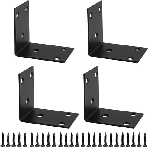 Alise 4Pcs Shelf Brackets Black, Stainless Steel Floating Shelf Brackets Corner Brackets,