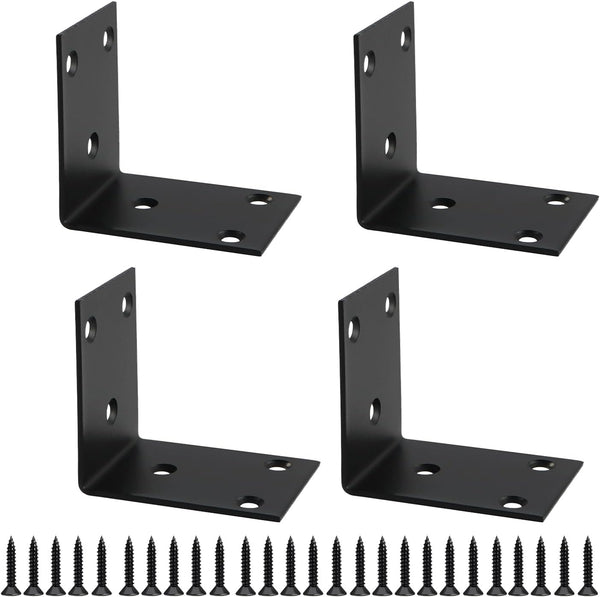 Alise 4Pcs Shelf Brackets Black, Stainless Steel Floating Shelf Brackets Corner Brackets,