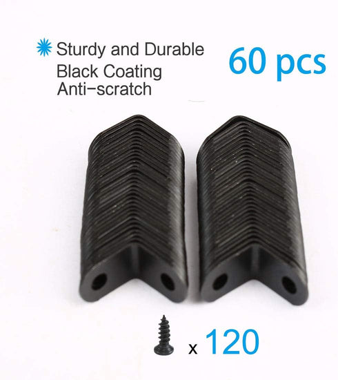 60pcs 12x12mm uxcell Angle Bracket Metal Black Corner Brace Fastener L Shaped Right Angle Brackets Corner Protector