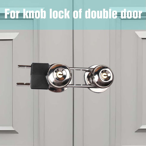 ROZEKEAN French Door Lock, Door Security Bar, Double Door Locking Device, Keyed Extra Door Lock for Doors with Double