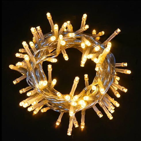 LED Christmas Tree Lights - Mini Warm White String Lights Plug in, 8 Modes Outdoor Christmas Lights for Tree Party Decorations, 100 LED 8 Feet, Clear Wire, Memory Function by MULTI-SPARKING
