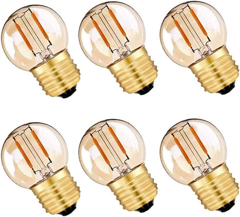G40 G14.5 E26 LED Bulb Amber 1W Low Watt Edison Bulb 10 Watt Warm White 2200K Vintage LED Globe Night Light Bulb, 6 Pack