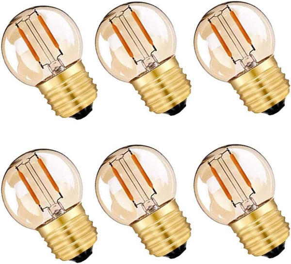 G40 G14.5 E26 LED Bulb Amber 1W Low Watt Edison Bulb 10 Watt Warm White 2200K Vintage LED Globe Night Light Bulb, 6 Pack